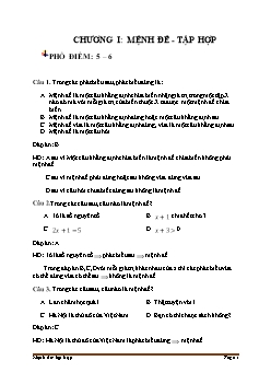 Giáo án môn Toán 10 - Ôn tập Chương I: Mệnh đề - Tập hợp