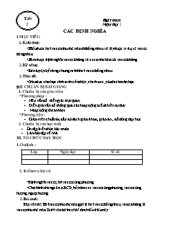 Giáo án môn Toán 10 - Tiết 2: Các định nghĩa