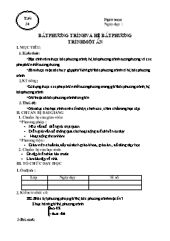 Giáo án môn Toán 10 - Tiết 34: Bất phương trình và hệ bất phương trình một ẩn