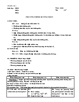 Giáo án môn Toán lớp 10 - Tiết 33: Phương trình đường tròn