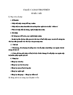 Giáo án Ngữ văn 10 - Chủ đề: Ca dao than thân