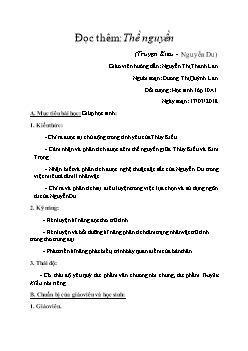 Giáo án Ngữ văn 10: Đọc thêm: Thề nguyền (Truyện Kiều - Nguyễn Du)