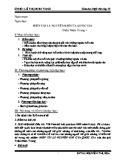 Giáo án Ngữ văn 10: Hiền tài là nguyên khí của quốc gia -Thân Nhân Trung