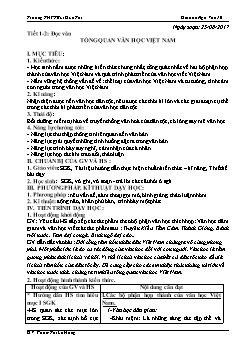 Giáo án Ngữ văn 10 tiết 1, 2: Đọc văn Tổng quan văn học Việt Nam