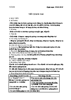 Giáo án Ngữ văn 10 tiết 101: Viết quảng cáo