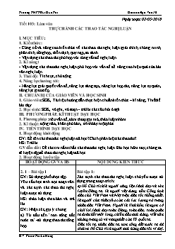 Giáo án Ngữ văn 10 tiết 103: Làm văn Thực hành các thao tác nghị luận