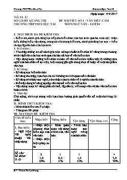 Giáo án Ngữ văn 10 tiết 11, 12: Đề bài viết số 1: Văn biểu cảm