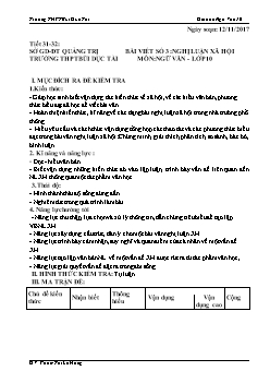 Giáo án Ngữ văn 10 tiết 31, 32: Bài viết số 3: Nghị luận xã hội