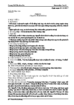 Giáo án Ngữ văn 10 tiết 39, 40: Đọc văn Nhàn + Đọc tiểu thanh kí