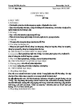 Giáo án Ngữ văn 10 tiết 45: Đọc văn Cảm xúc mùa thu (Thu hứng ) Đỗ Phủ