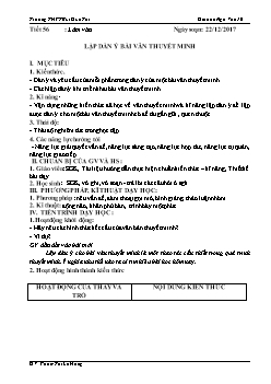 Giáo án Ngữ văn 10 tiết 56: Làm văn Lập dàn ý bài văn thuyết minh