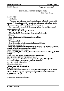 Giáo án Ngữ văn 10 tiết 63: Đọc văn Hiền tài là nguyên khí quốc gia - Thân Nhân Trung