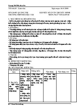 Giáo án Ngữ văn 10 tiết 64, 65: Bài viết số 5: Văn thuyết minh