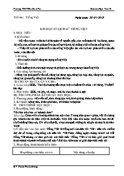 Giáo án Ngữ văn 10 tiết 66: Tiếng Việt Khái quát lịch sử tiếng Việt