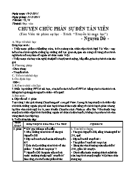 Giáo án Ngữ văn 10 tiết 73, 74: Đọc văn Chuyện chức phán sự đền Tản Viên (Tản Viên từ phán sự lục – Trích “Truyền kì mạn lục”) - Nguyễn Dữ