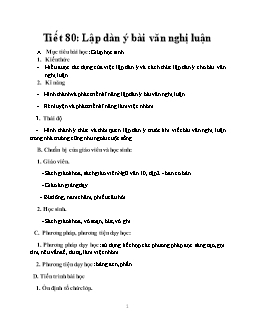 Giáo án Ngữ văn 10 Tiết 80: Lập dàn ý bài văn nghị luận