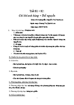 Giáo án Ngữ văn 10 tiết 81 + 82: Chí khí anh hùng + Thề nguyền