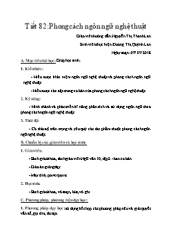 Giáo án Ngữ văn 10 tiết 82: Phong cách ngôn ngữ nghệ thuật