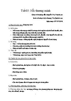 Giáo án Ngữ văn 10 tiết 85: Nỗi thương mình