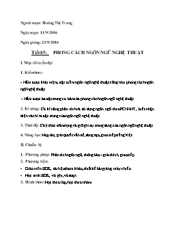 Giáo án Ngữ văn 10 tiết 85: Phong cách ngôn ngữ nghệ thuật