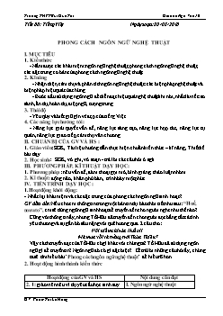 Giáo án Ngữ văn 10 tiết 88: Tiếng Việt Phong cách ngôn ngữ nghệ thuật