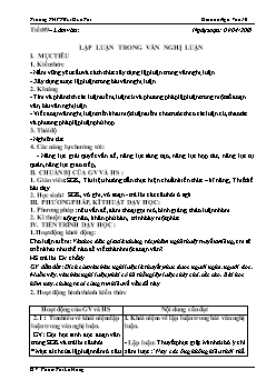 Giáo án Ngữ văn 10 tiết 89: Làm văn Lập luận trong văn nghị luận