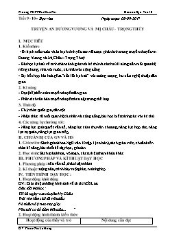 Giáo án Ngữ văn 10 tiết 9, 10: Đọc văn Truyện An Dương Vương và Mị Châu - Trọng Thủy