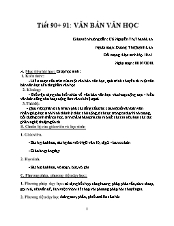 Giáo án Ngữ văn 10 tiết 90+ 91: Văn bản văn học