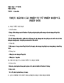 Giáo án Ngữ văn 10 tiết 91: Làm văn thực hành các phép tu từ phép điệp và phép đối