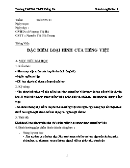 Giáo án Ngữ văn 11: Tiếng Việt Đặc điểm loại hình của Tiếng Việt