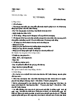 Giáo án Ngữ văn 11 tiết 12, 13: Đọc văn Tự tình (II) Hồ Xuân Hương