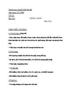 Giáo án Ngữ văn 11 tiết 22: Đọc văn: Tràng giang (Huy Cận)