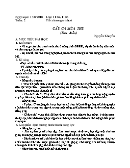 Giáo án Ngữ văn 11 tiết 6: Câu cá mùa thu (Thu điếu) Nguyễn Khuyến