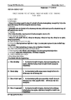 Giáo án Ngữ văn 11 tiết 69: Tiếng Việt Thực hành về sử dụng một số kiểu câu trong văn bản