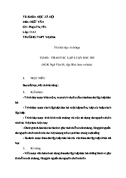 Giáo án Ngữ văn 11 tiết 82: Thao tác lập luận bác bỏ