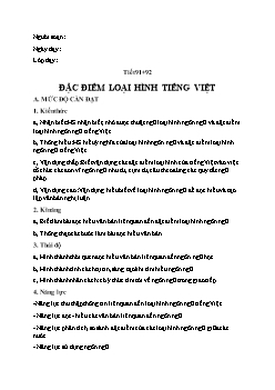 Giáo án Ngữ văn 11 tiết 91, 92: Đặc điểm loại hình tiếng việt