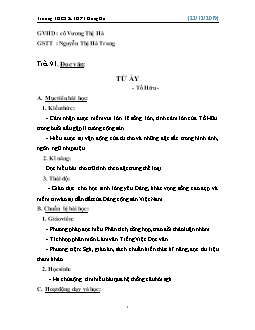 Giáo án Ngữ văn 11 tiết 91: Đọc văn: Từ ấy - Tố Hữu