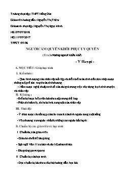 Giáo án Ngữ văn 11 tiết 97, 98: Người cầm quyền khôi phục uy quyền (Trích Những người khốn khổ) - V. Huy-gô