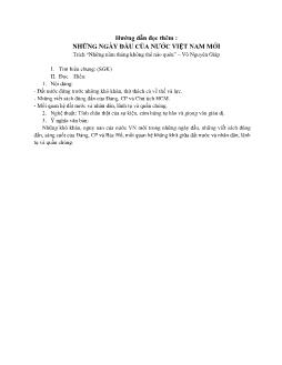 Giáo án Ngữ văn 12: Hướng dẫn đọc thêm: Những ngày đầu của nước Việt Nam mới - Trích “Những năm tháng không thể nào quên” – Võ Nguyên Giáp