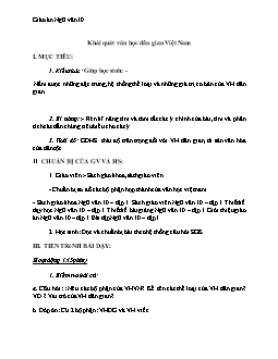 Giáo án Ngữ văn lớp 10: Khái quát văn học dân gian Việt Nam