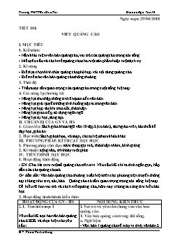 Giáo án Ngữ văn lớp 10 tiết 101: Viết quảng cáo