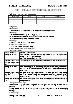 Giáo án Sinh học 10 – HK1 - GV: Nguyễn Ngọc Quang Dũng