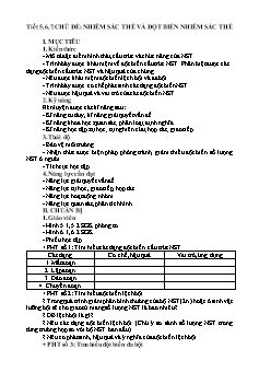 Giáo án Sinh học 12 - Chủ đề: Nhiễm sắc thể và đột biến nhiễm sắc thể