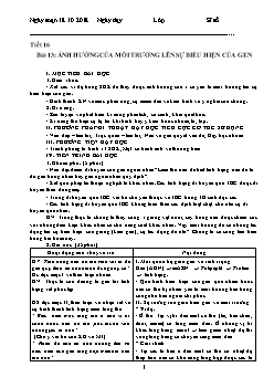 Giáo án Sinh học 12 tiết 16 bài 13: Ảnh hưởng của môi trường lên sự biểu hiện của gen