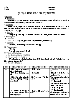 Giáo án Số học khối 6 - Tiết 2: Tập hợp các số tự nhiấn