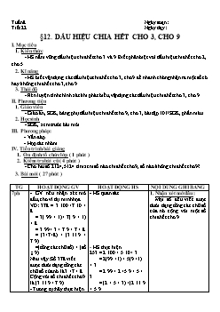 Giáo án Số học khối 6 - Tiết 22: Dấu hiệu chia hết cho 3, cho 9