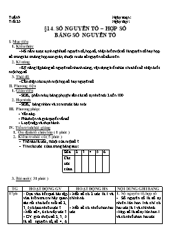 Giáo án Số học khối 6 - Tiết 25: Số nguyên tố – Hợp số bảng số nguyên tố