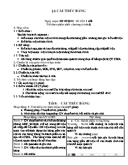 Giáo án Tin học 12 tiết 8 - §4: Cấu trúc bảng