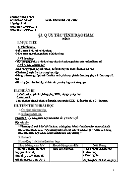 Giáo án Toán 11 - Bài 3: Quy tắc tính đạo hàm