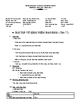 Giáo án Toán 11 - Bài: Bài tập về khái niệm đạo hàm